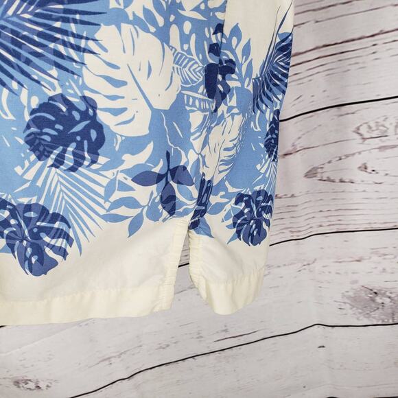 Caribbean Swimwear Men's Blue Cream Hawaiian Short Sleeve Shirt Size Large - Picture 13 of 14